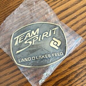 Land O Lakes Feed Team Spirit Brass Belt Buckle Vintage
